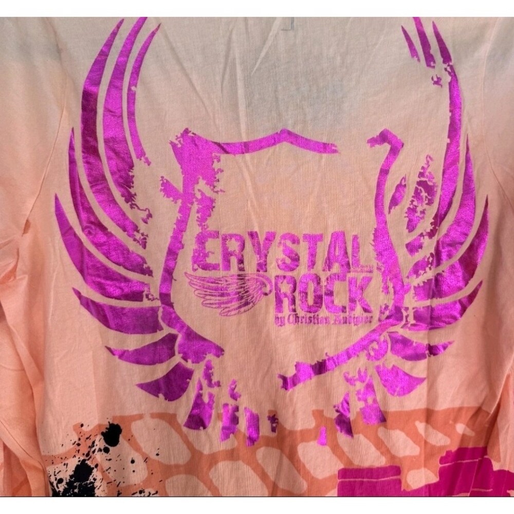 Christian Audigier Y2K Shirt Womens Large Crystal Rock Rocker Girl Top NWT D25 - Picture 8 of 8